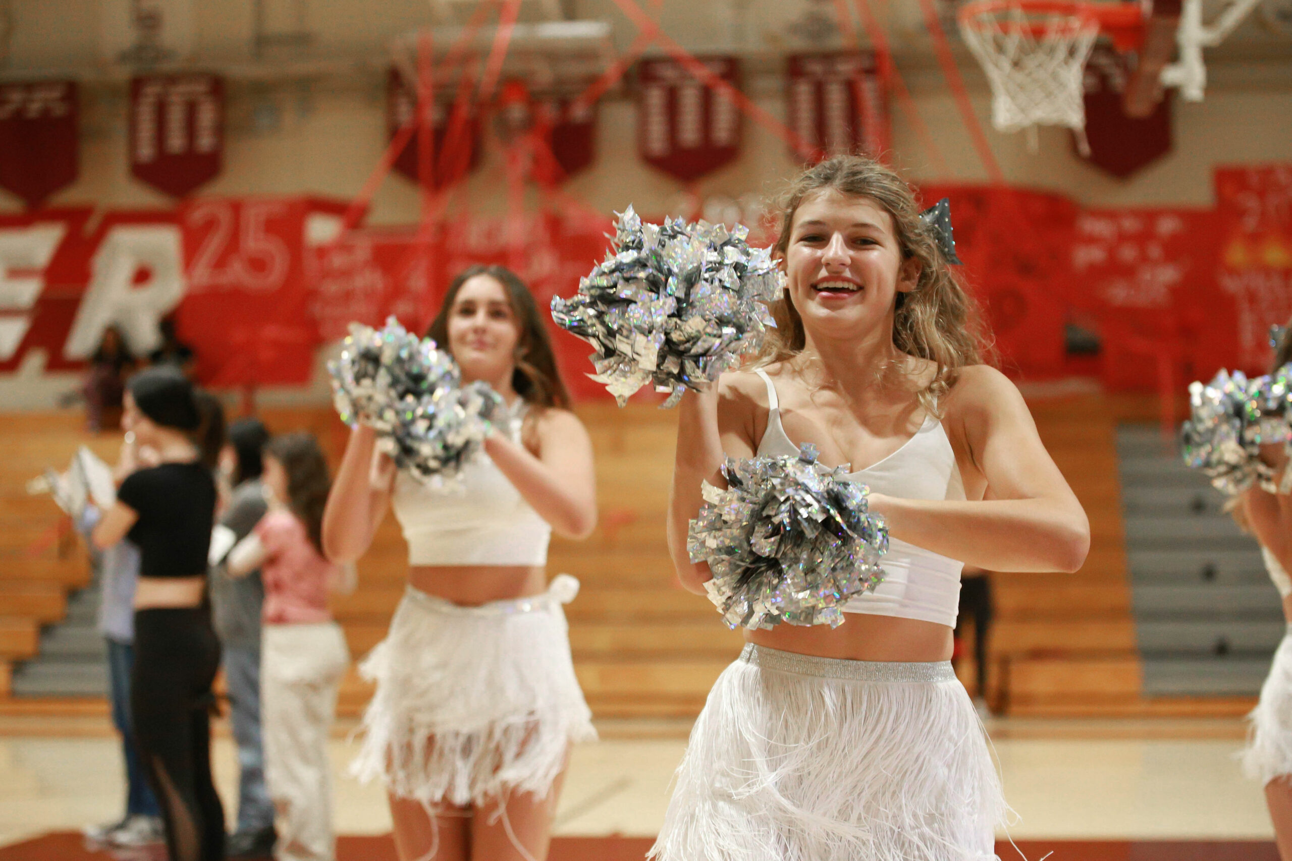 cheerleader at pep assembly